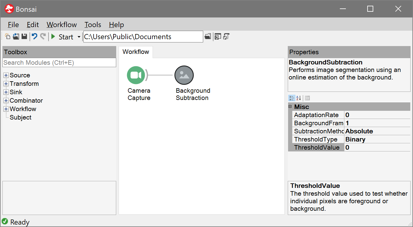 The Bonsai workflow editor