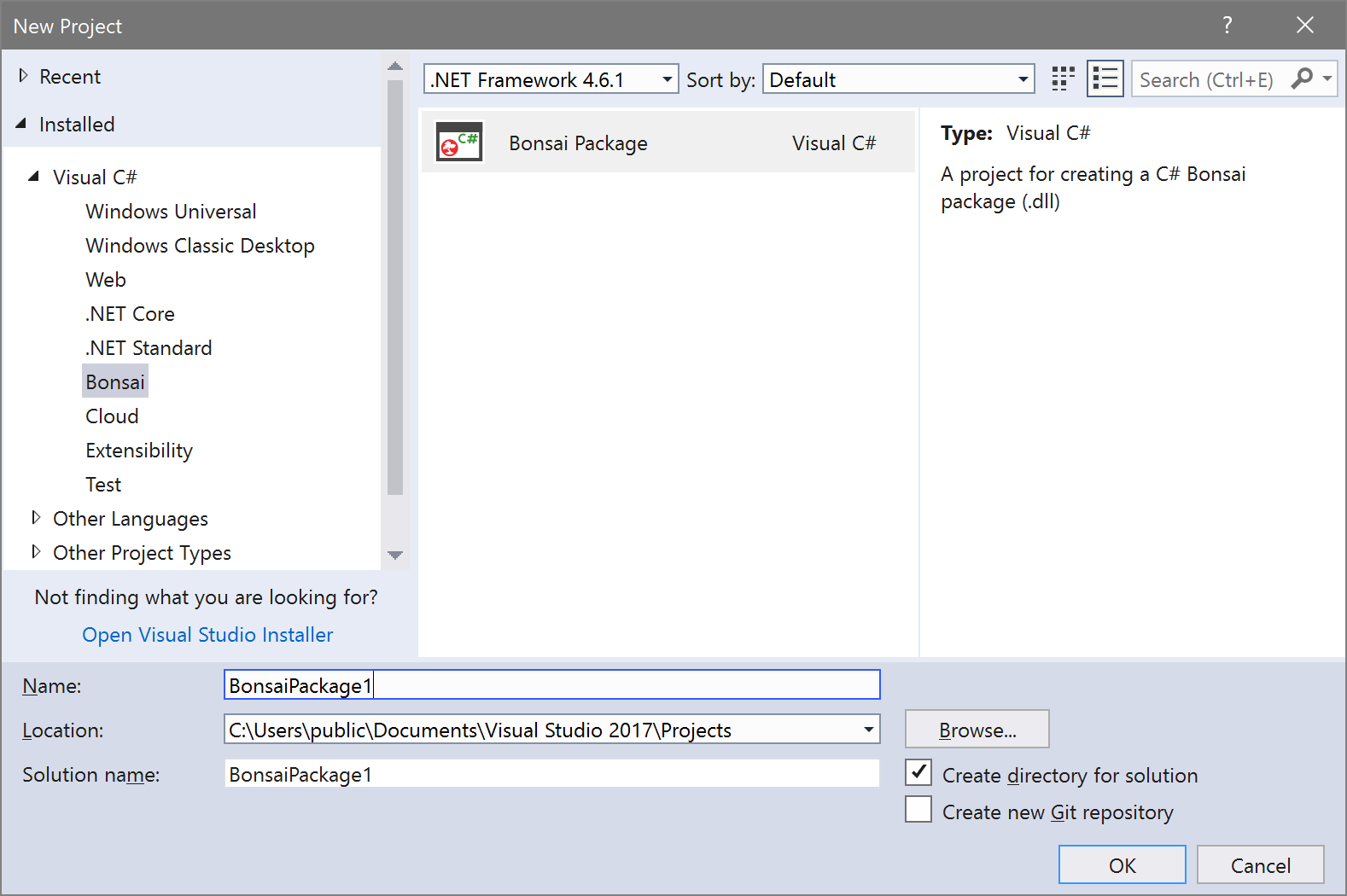 Creating a new Bonsai package project